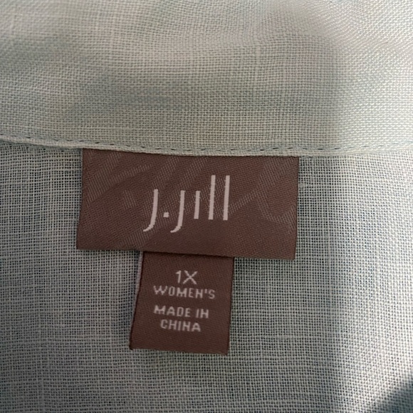 J Jill 100% Linen Long Sleeve Button Front Plus Size 1X Shirt Top.  Light Blue. - Picture 5 of 10